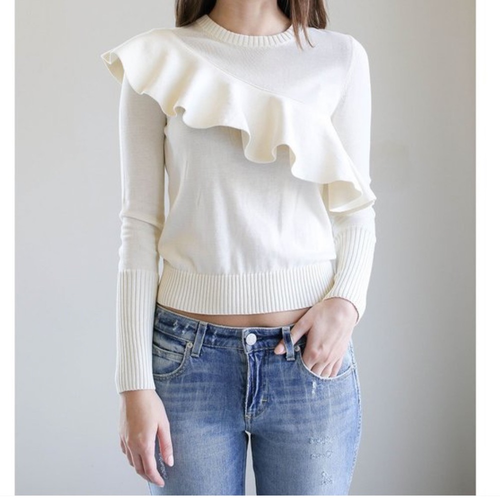 - 👀❤️ Apiece apart sterre ruffle crew neck sweater FINAL PRICE